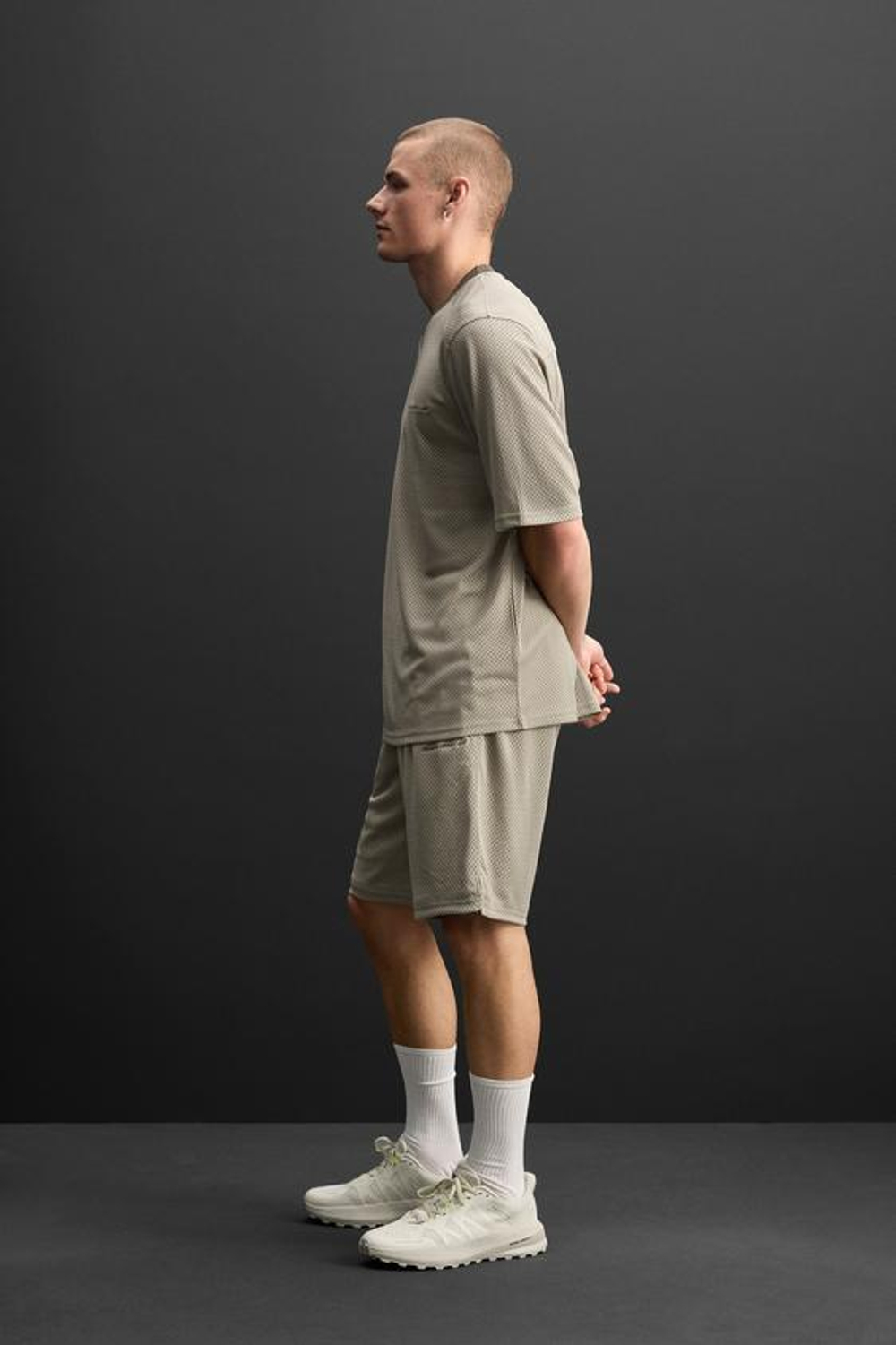 ZARA ШОРТЫ ИЗ СЕТЧАТОЙ ТКАНИ, СЕРО-КОРИЧНЕВЫЙ