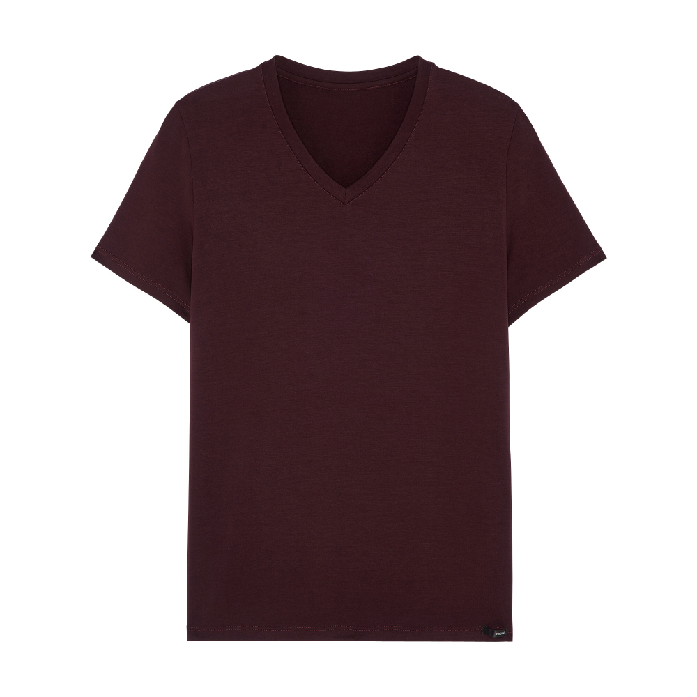 Мужская футболка бордовая HOM TENCEL SOFT Tee-Shirt V Neck 402466_4000ZQ
