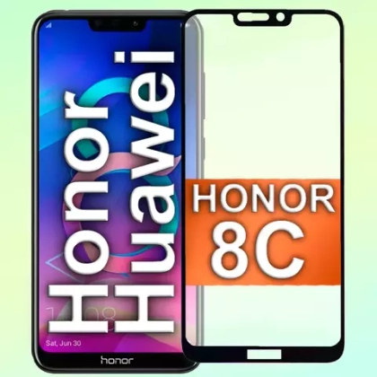 Защитное стекло Huawei Honor 8С черный (Full Glue) Svekla