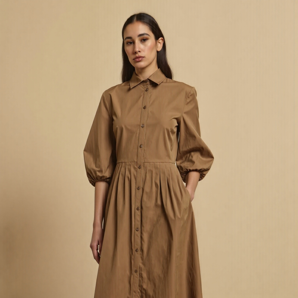 Платье из хлопка с поясом Max Mara