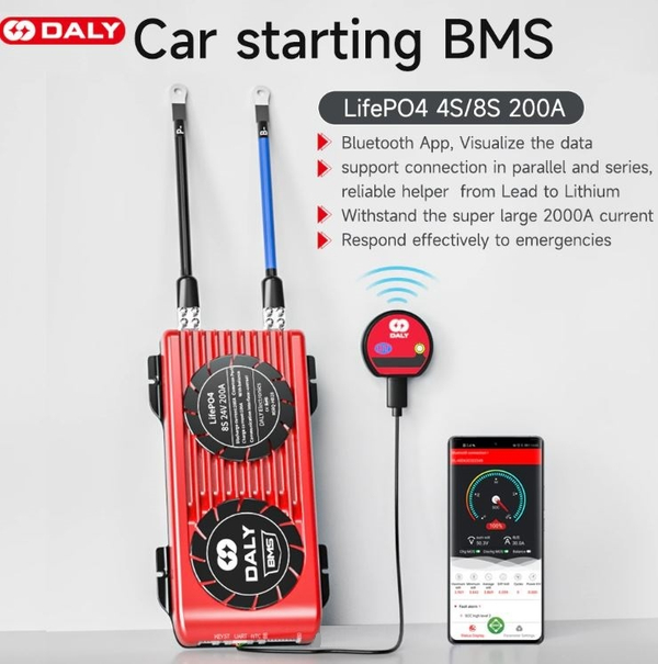 Плата контроля BMS LiFePO4 8S 24V 200A Car starting