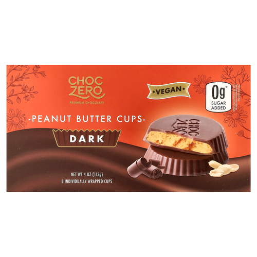 ChocZero, Чашки с арахисовой пастой, темные, 8 отдельных чашек, 113 г (4 унции)
