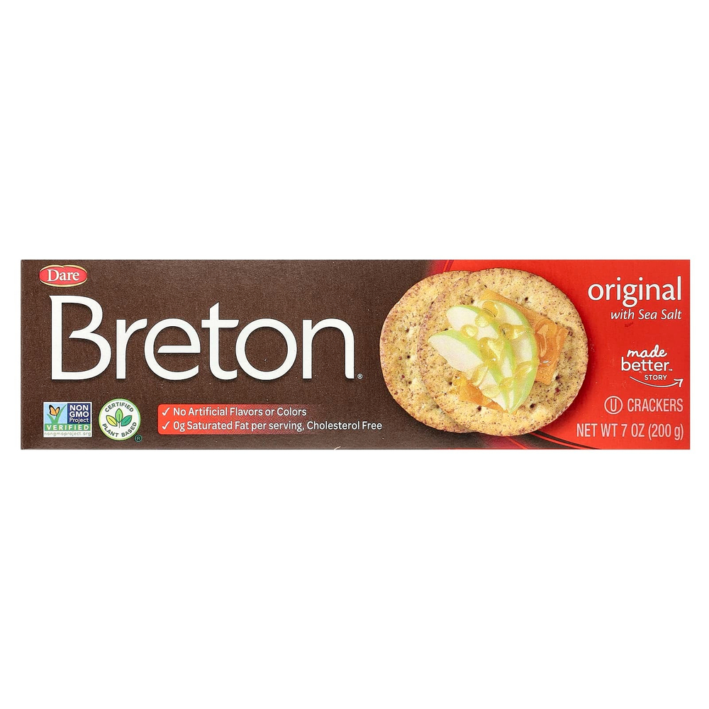 Breton Original Crackers, Крекер, оригинальный с морской солью, 200 г (7 унций)