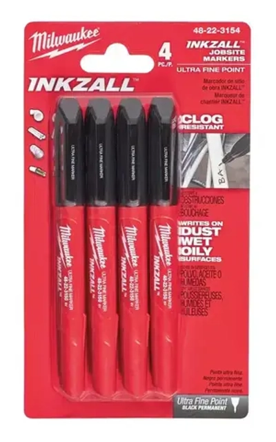 Комплект ультратонких чёрных маркеров INKZALL Milwaukee 48223154