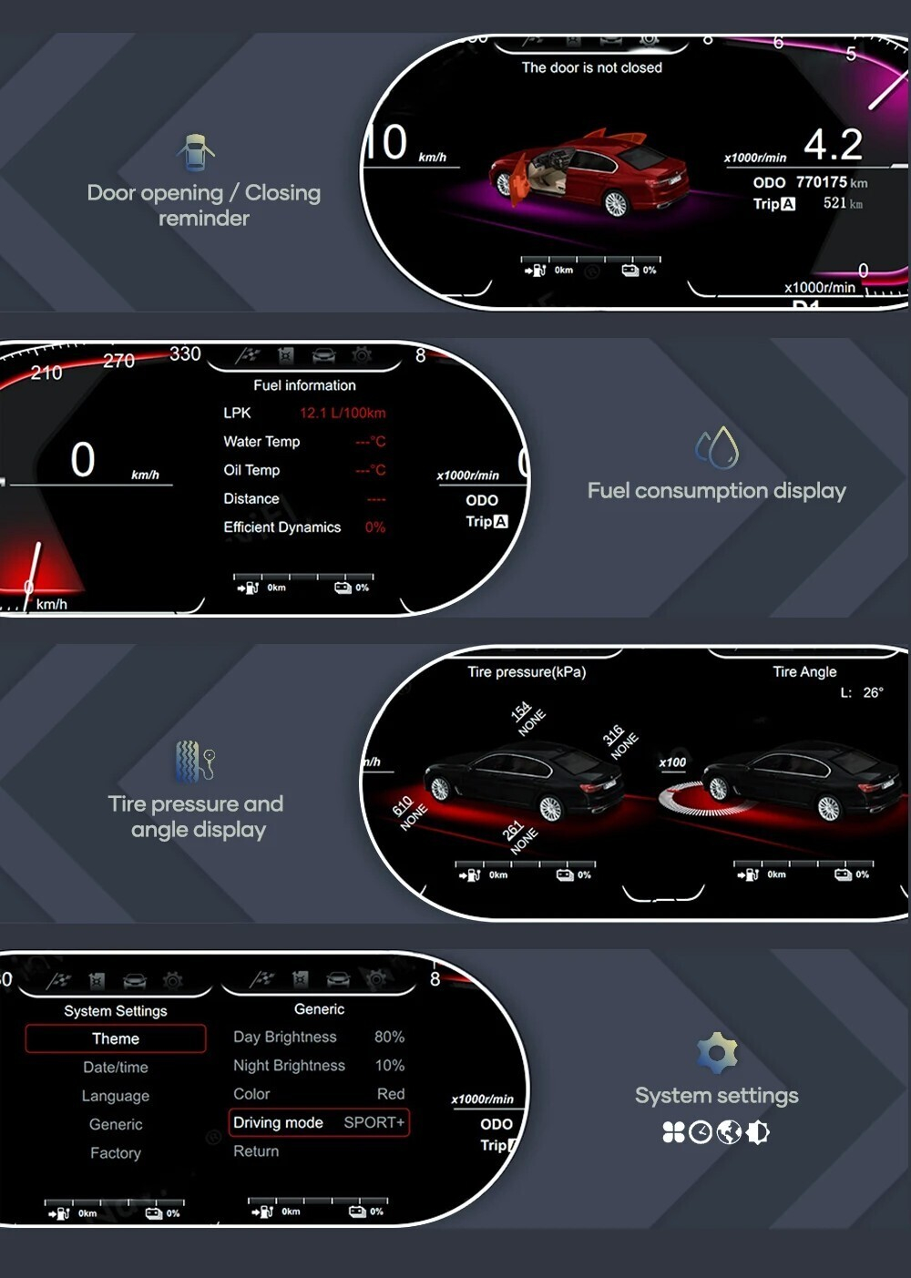Электронная панель приборов для BMW X6 F16 2014-2019 (без проекции на лобовое) - Carmedia NH-LCD-B01-F16 с ЖК 12.3" экраном QLED