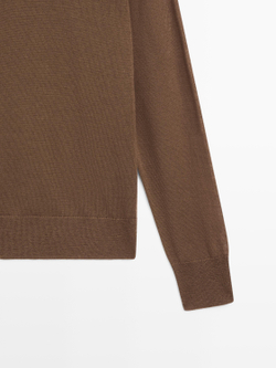 Massimo Dutti Свитер из тонкого трикотажа с круглым вырезом, тоффи