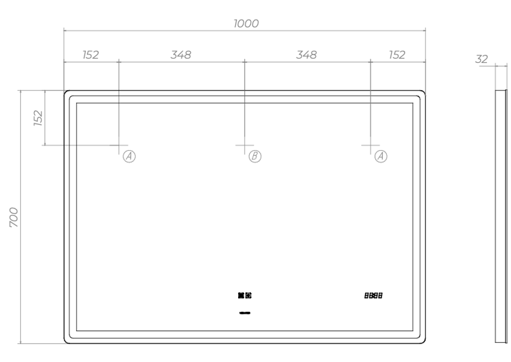 Зеркало Vigo Geometry Luxe 1000 (1000х700х32 мм) сенсорное с подсветкой (z.GEO.100.Luxe)