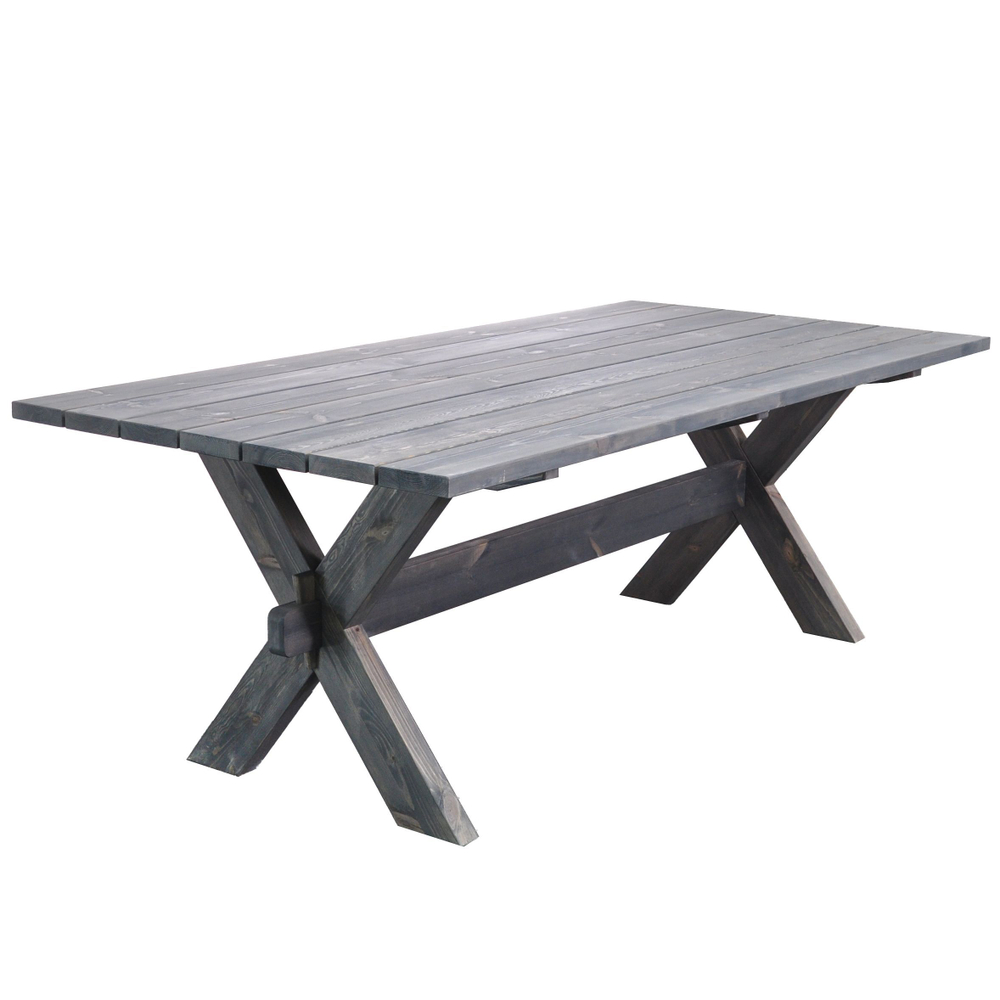 Стол обеденный Осло садовый, деревянный из массива сосны, 210х103 см, графит