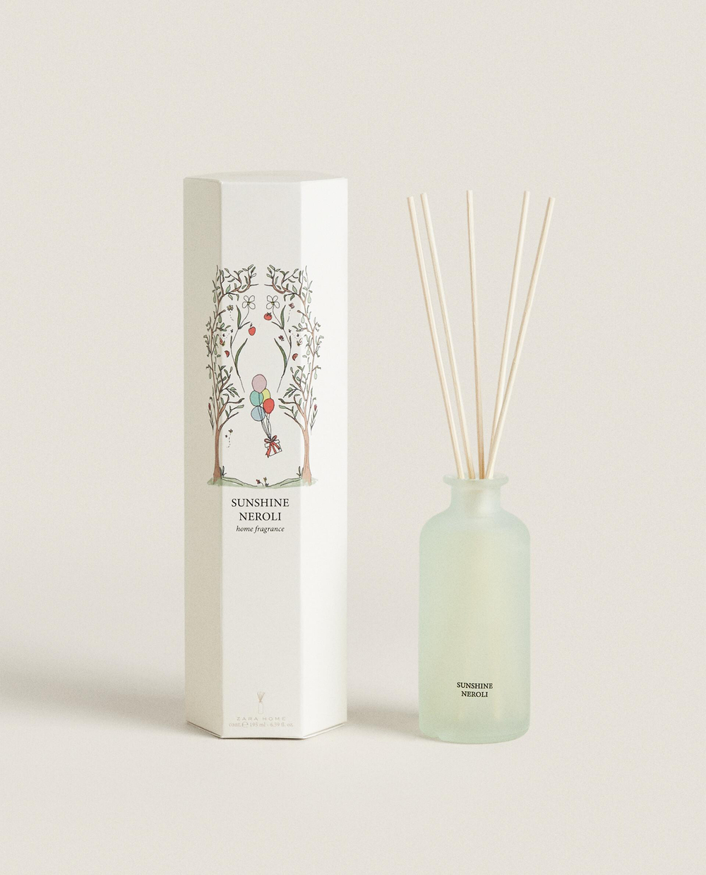 Zara Home Аромадиффузор Sunshine Neroli 200 мл, тростниковые палочки микадо, аромат цветочный, Розовый