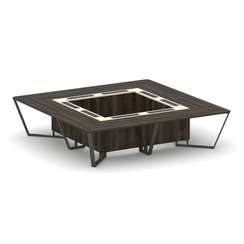 Steel Meet Стол переговорный квадратный KM-PR.B.SP-16K Дуб Мали/Ваниль Глянец/Металл Антрацит 3200*3