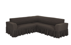 Чехол Жаккард на угловой диван, цвет Кофе с молоком
