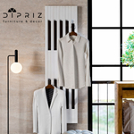 Вешалка для одежды настенная Пиафорте из сосны, 120х33 см, на 10 крючков, черно-белая