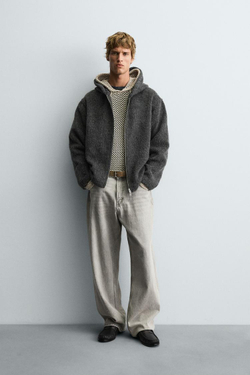 ZARA КУРТКА-РУБАШКА С КАПЮШОНОМ, СЕРЫЙ