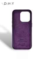 Кожаный чехол Leather Case на iPhone 15 Pro Dark Cherry Темно-Фиолетовый
