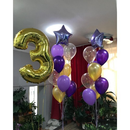 Букет шаров на 3 Годика на День Рождения