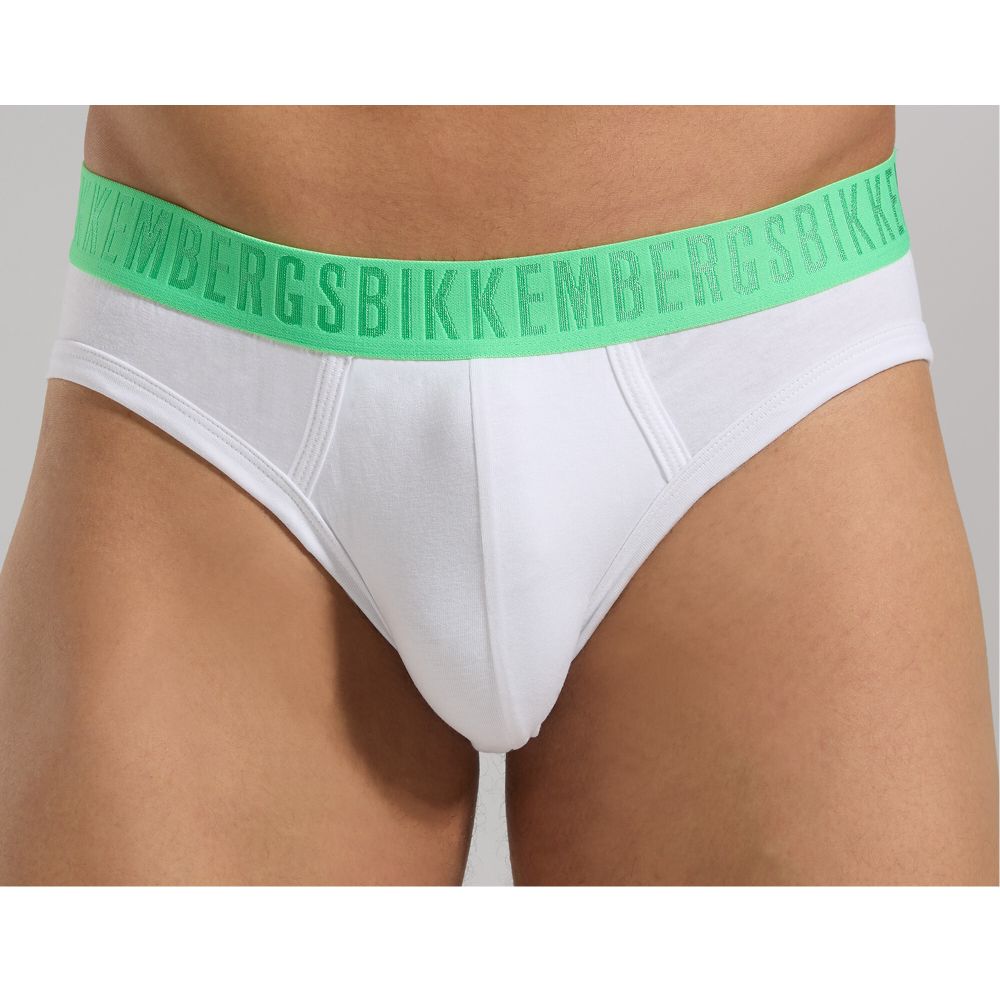 Мужские трусы брифы (белый, синий, черный) набор 3 в 1 Bikkembergs FASHION BICOLOR BKK1USP04TR