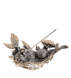 AM-2238 Брошь «Лето-Ветерок» (латунь, янтарь)