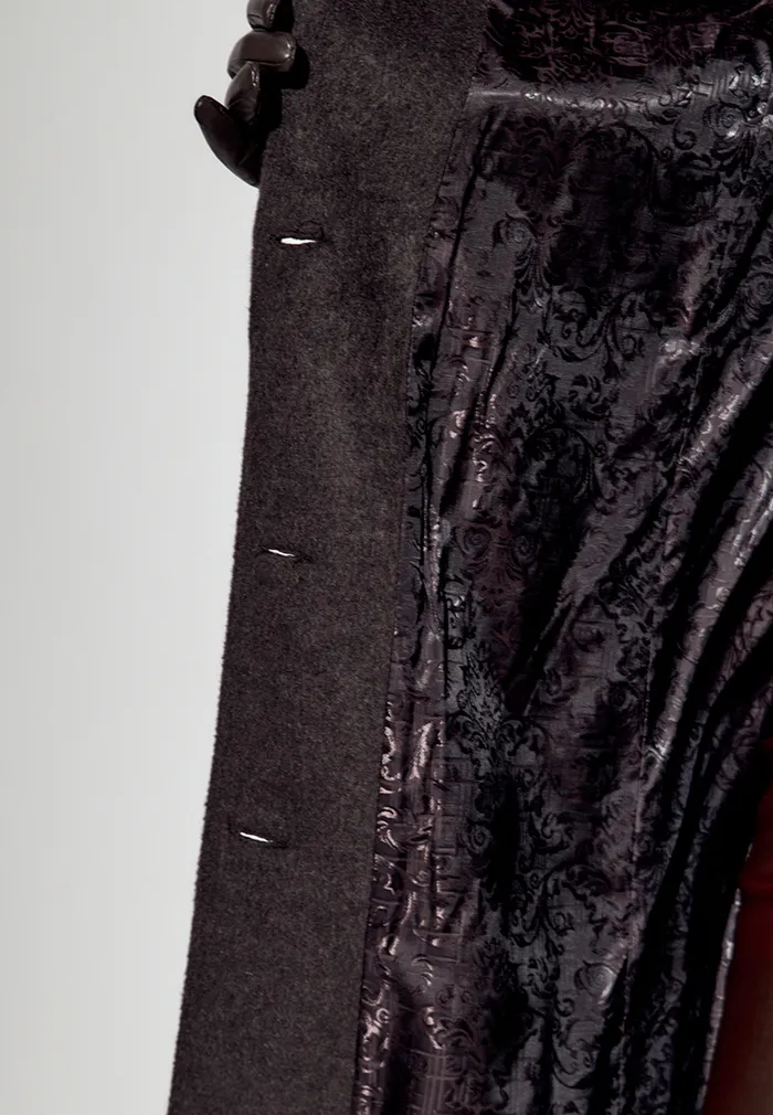 Пальто с шерстью прямого кроя цвета эспрессо