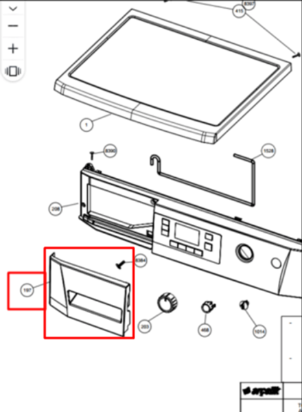 Передняя крышка ёмкости для порошка (лотка дозатора моющих средств) для стиральной машины Beko (Беко) БОЛЕЕ НЕ ПОСТАВЛЯЕТСЯ - СНЯТ С ПРОИЗВОДСТВА