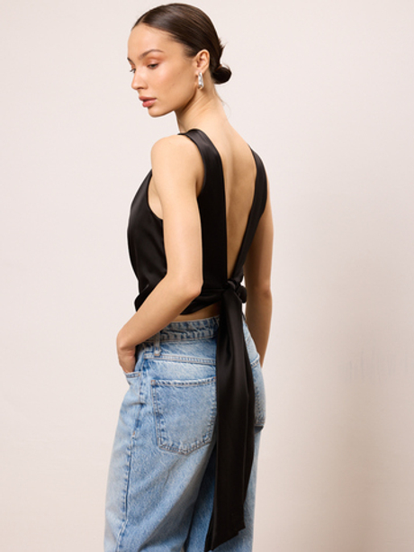 Топ блуза вечерний атласный с открытой спиной