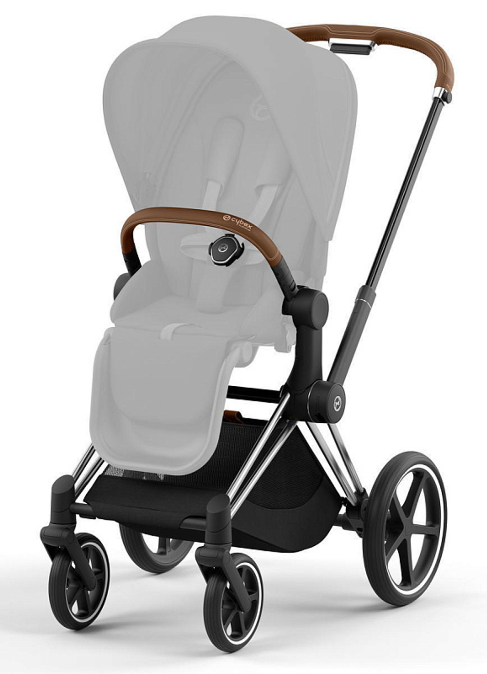 Коляска 3 в 1 Cybex Priam IV Chrome Brown complete и автокресло Aton S2 i-Size Lava Grey Cozy Beige
