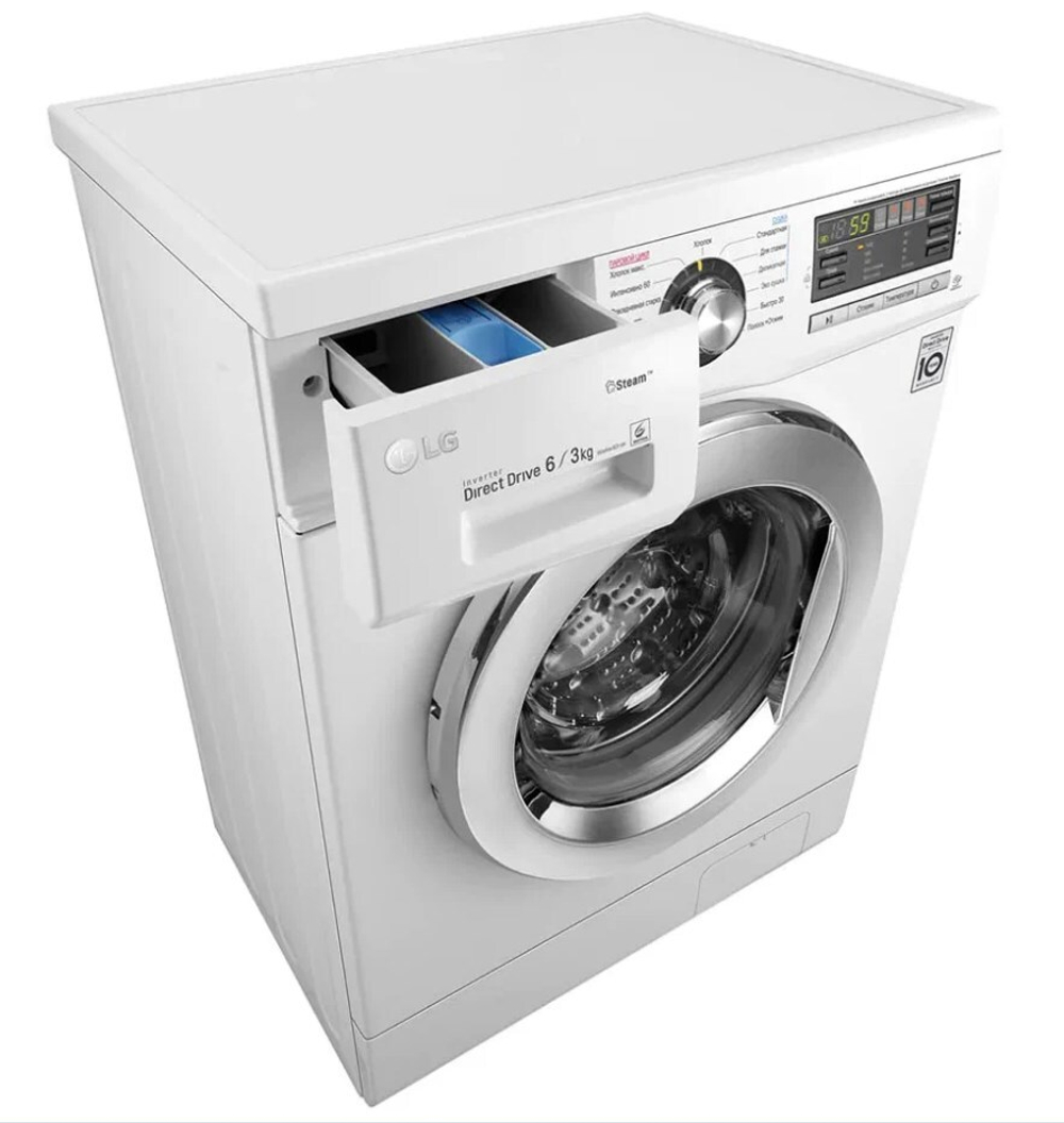 Стиральная машина с сушкой LG F1296CDS3, белый/серебряный