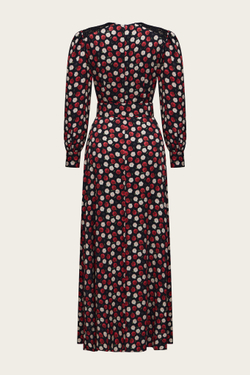 Черное платье-макси "Луиза" с цветочным принтом