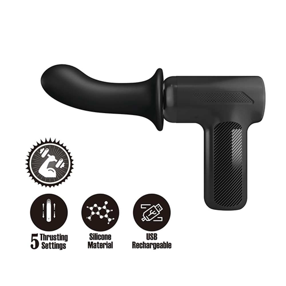 Вибромассажёр с поступательными движениями Pretty Love DJ Doctor Thrusting Super Powerful Gun Massage Black BW-055029