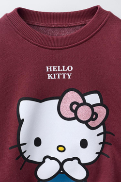 ZARA КОМПЛЕКТ ИЗ ТОЛСТОВКИ И ЛЕГГИНСОВ HELLO KITTY © SANRIO, БУРГУНДИ