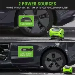 Компрессор автомобильный аккумуляторный Greenworks Арт. 3400807UA, 24V / 12V (от прикуривателя автомобиля), c АКБ 2Ач и ЗУ в сумке
