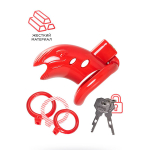 Красный мужской пояс верности 10см из пластика ToyFa Black&Red 901411-9