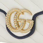 GUCCI GG Marmont Quilted Leather Chain Wallet, Crossbody Bag, Shoulder Bag Women"s White