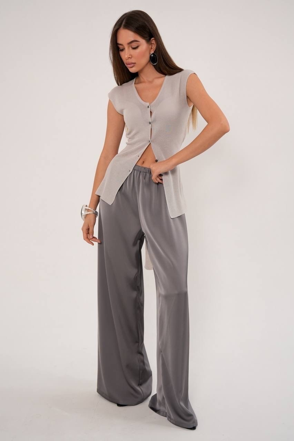 Брюки прямого кроя из вискозного шелка