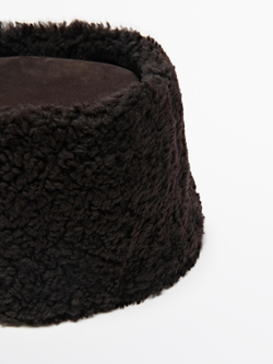 Massimo Dutti Шапка из дубленой кожи, коричневый