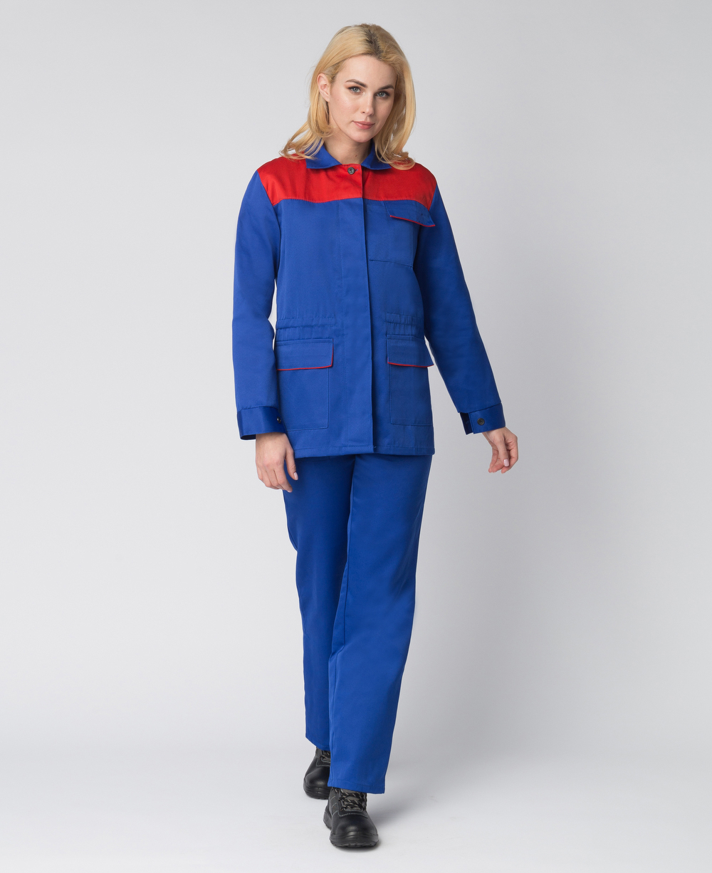 Костюм женский П. (тк.Смесовая,210) брюки, васильковый/красный