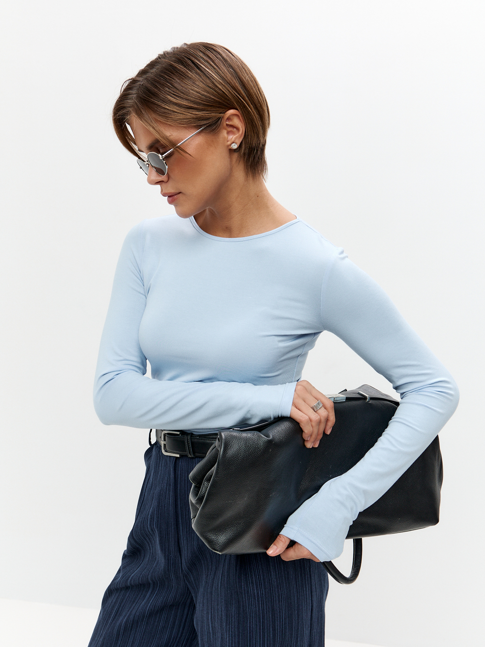 Лонгслив из вискозы Кейт небесно-голубого цвета