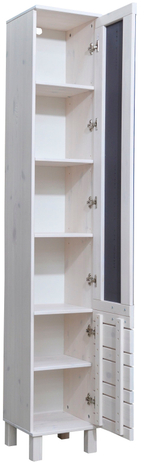 Шкаф для одежды 30х30х180, Джосси, распашной для одежды, с зеркалом, для ванной комнаты деревянный, белый, Dipriz