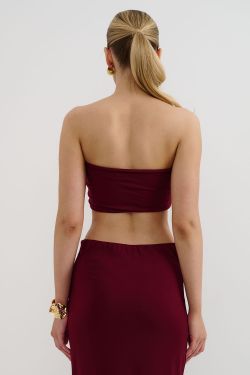 Топ с драпировкой из вискозы цвета бордо