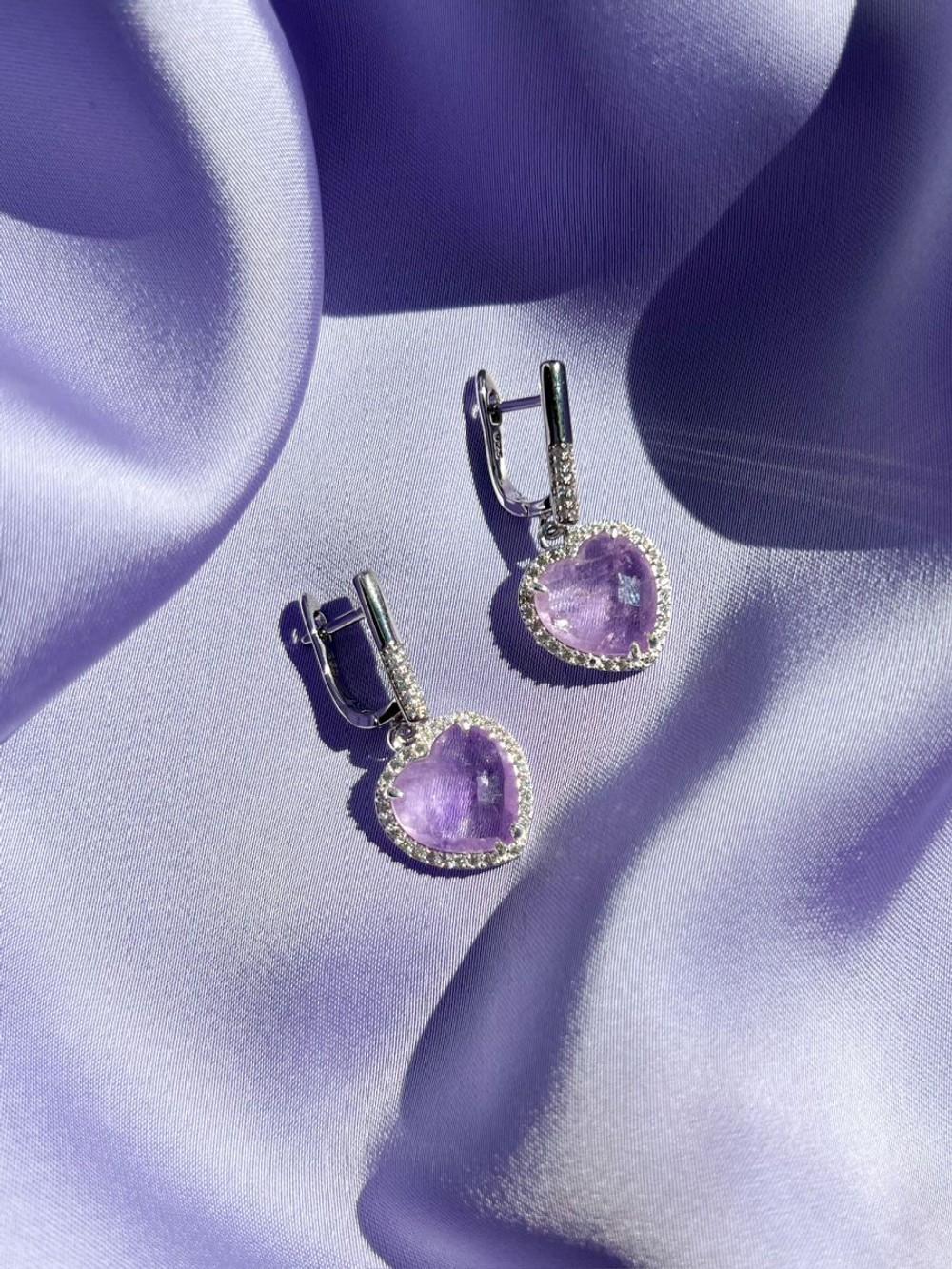 Серьги "Royal Love" Silver c лавандовым аметистом