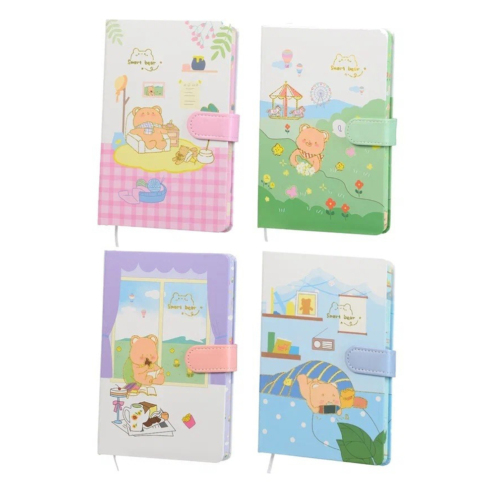 Записная книжка Basir на магните, формат А6, серия "Smart Bear", переплет 7БЦ, 14.5*9.5 см, 112 листов, ассорти