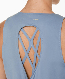 Oysho Футболка комфортлюкс с перекрестной спиной, туманный синий