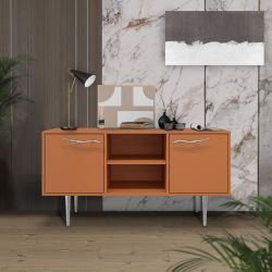 Тумба под ТВ Арт Колор matte 117см Стайл Сильвер Томленый оранжевый матовый