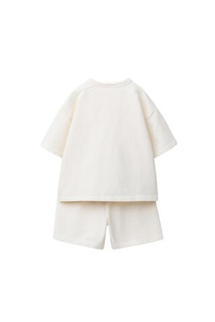 ZARA КОМПЛЕКТ ИЗ ФУТБОЛКИ И БЕРМУД, ЭКРЮ