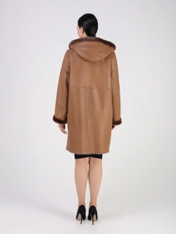 Дубленка зимняя двухсторонняя шуба с капюшоном