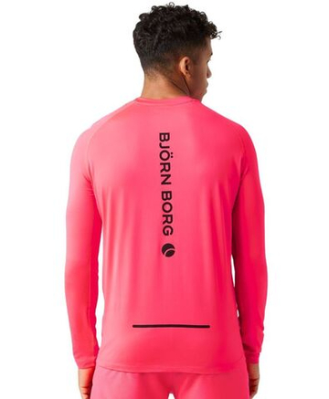 Мужская теннисная футболка с длинным рукавом Björn Borg Performance Long Sleeve Brushed - diva pink