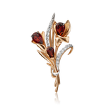 Брошь «Крокус» из красного золота c гранатами и натуральными топазами white Артикул: 04-0247-00-264-1110-57