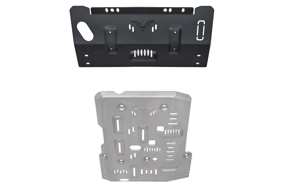 Защита Falcon радиатора, картера, РК, КПП для Toyota Land Cruiser 70 (бензин 4.0L (2015+) со штатной лебедкой), алюминий. 8 мм