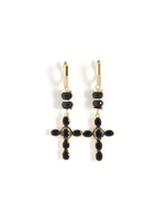 Серьги "Black Cross" из черного агата Gold