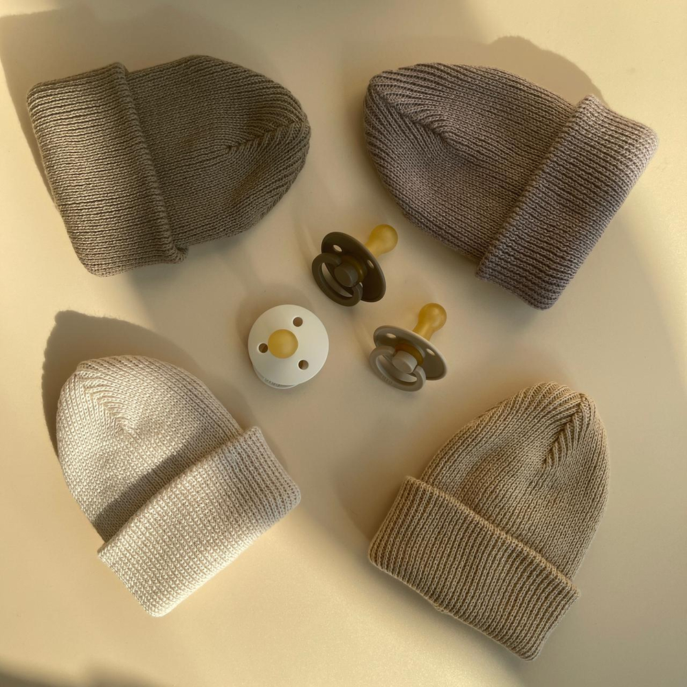 Хлопковая шапка ko-ko-ko песочная тёмная (*baby size only)