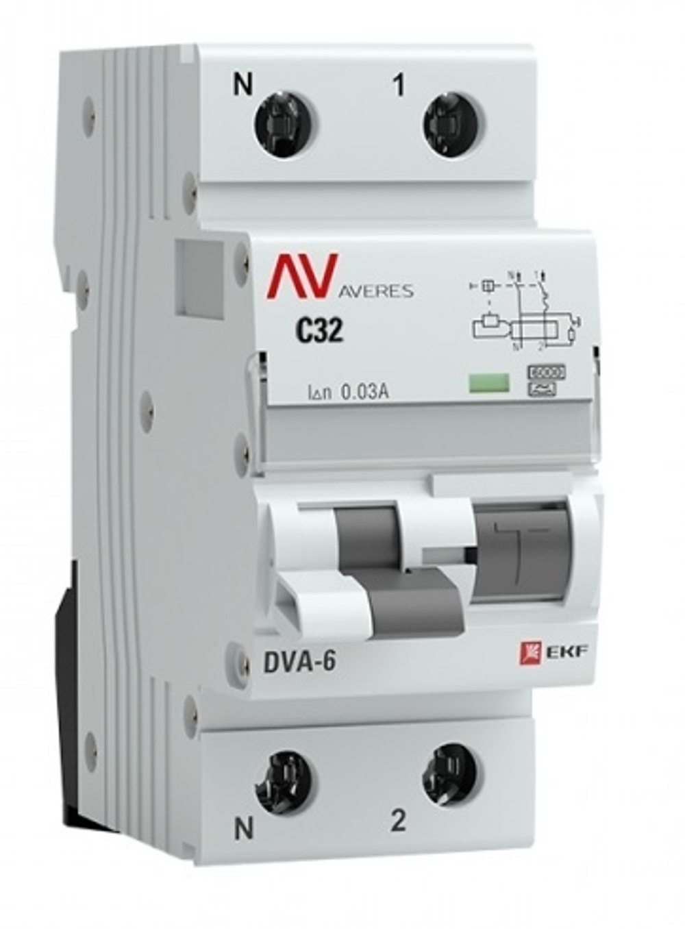 Автомат дифференциальный EKF rcbo6-1pn-32C-30-a-av